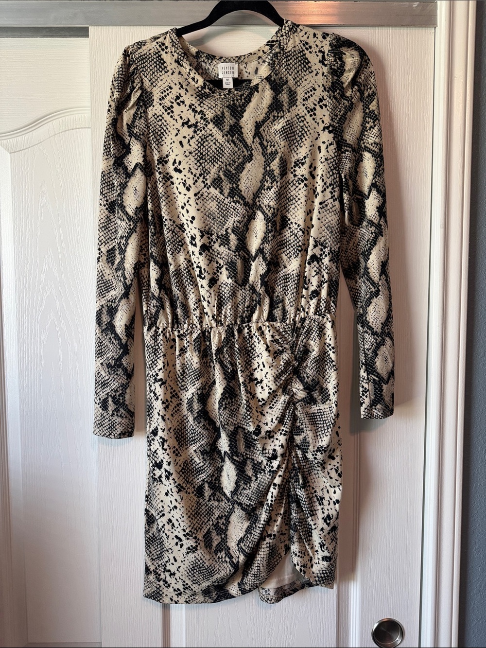 NWT Peyton Jenson for Evereve Cream & Black Snake Print Long Sleeve Dress
